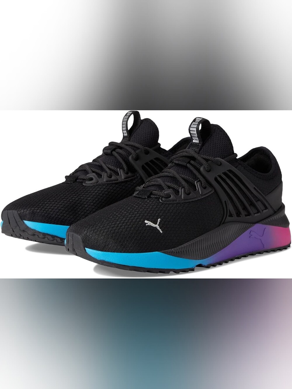 Puma Black Athletic Sneakers with Blue & Purple Accent